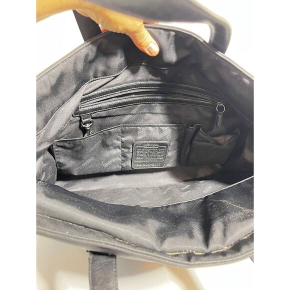 Coach EUC Black Mercer 5117 Twill Leather Trim Padded Laptop Bag Tote - Picture 5 of 6